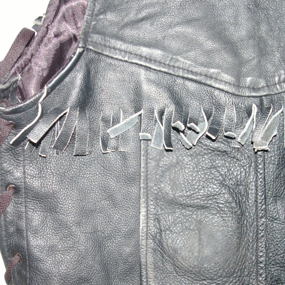 Genuine Leather Motorcycle Biker Vest - Picture 5 of 8